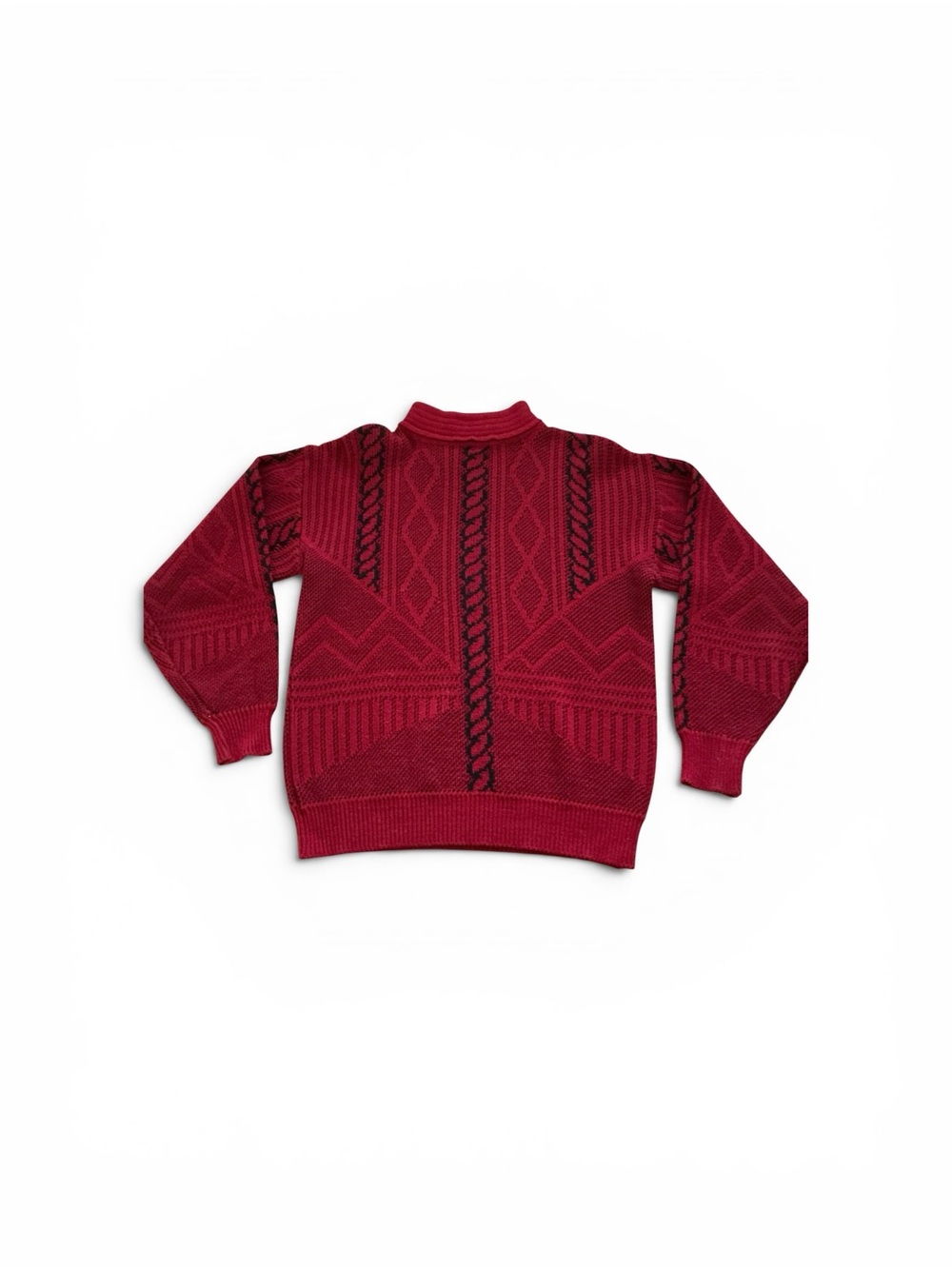 Vtg 80s HOOPLA geometric abstract sweater red and black retro funky size S